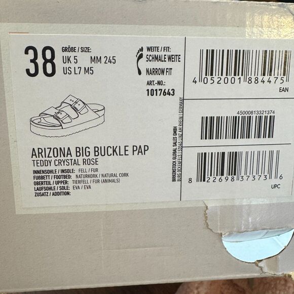 NWT Papillio Birkenstock Arizona Big Buckle Teddy Platform Crystal Rose Size 38 - Picture 9 of 10